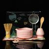 Set de Té Matcha Japonés con Taza de Té de Crisantemo Rosa, Batidor de Té y Empaque Completo