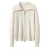 Suéter de punto suave y amigable con la piel con solapas color liso cárdigan de cachemira para mujer nuevo 2026 Otoño/Invierno abrigo suéter color liso grueso