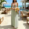 2026 Comércio exterior europeu e americano dropshipping transfronteiriço moda feminina verão novo estilo feriado casual vestido listrado de alcinha sem mangas