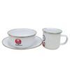 Platos de Esmalte, Tazas y Tazones de Esmalte, Platos para Fruta, Platos para Bocadillos, Restaurante Hot Pot Restaurante Juego de Tres Piezas, Regalo, Lujo Ligero, Retro