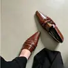 Primeiro Encontro Ji Estilo Europeu e Americano Bico Fino Baixo Couro Macio Mocassins para Mulheres Design Pregueado Slip-on Para Ir ao Trabalho Sapatos Femininos