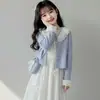 Nueva Colección Primavera y Otoño para Niños Mayores: Cárdigan Dulce con Cuello de Encaje y Conjunto de Falda de Dos Piezas con Estilo Elegante y Femenino