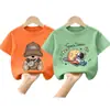 Camiseta de Manga Curta para Meninos Algodão Puro 2026 Novo Estilo de Verão Roupas de Verão Infantis Camiseta Média e Grande para Crianças Blusa Fina Marca da Moda Roupas Infantis