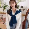 Chal de punto para mujer, Ropa exterior de primavera y otoño, Chal de color liso para habitación con aire acondicionado, Cárdigan fino, Bufanda con nudo y cuello falso, Versátil