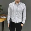Comercio exterior al por mayor nueva camisa de manga larga para hombre talla grande coreana delgada a rayas camisa casual de negocios hombre