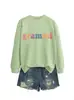 Grammi Amazon Ebay Site Independente Moda Casual Versátil Feminina Outono e Inverno Nova Camisa de Manga Longa Moletom com Gola Redonda