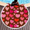 Toalha de Praia Redonda de Microfibra Amazon Transfronteiriça Tapete Redondo Estampado 3D com Borlas Toalha de Praia Coração Tapete de Yoga