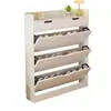 Zapatero de puerta abatible, mueble de entrada ultra delgado con puerta abatible para el hogar, solución de almacenamiento estrecha, zapatero para apartamento pequeño, mueble de almacenamiento simple para la entrada