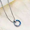 Collar de Acero de Titanio Versátil Estilo Japonés y Coreano de Moda Cadena para Suéter Colgante de Tres Anillos Hip-Hop Que No Se Desvanece