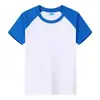 Camiseta Infantil de Verão com Gola Redonda 100% Algodão Manga Curta Uniforme de Classe Personalizado para Meninos e Meninas, Mesmo Estilo Raglan Caimento Solto Camiseta Color-Blocking