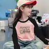 Ropa interior térmica de forro polar para niñas Otoño Invierno Estilo Nuevo Ropa interior para niños medianos y grandes Camiseta de manga larga con bloques de color cálido y elegante Parte superior de cuello redondo
