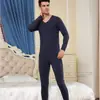 Traje de pantalón y suéter térmico sin costuras para hombre, ropa interior larga fina de invierno, otoño e invierno, cuello en V