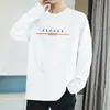 Camiseta de Manga Larga de Algodón Puro de Peso Pesado 260g para Hombre, Camiseta de Algodón Suelta para Capa Interior de Otoño e Invierno, Camiseta con Estampado de Cuello Redondo, Abrigo de Otoño