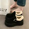 Botas de Nieve con Suela Gruesa para Aumentar la Altura para Mujeres con Forro de Lana Zapatos tipo Birkenstock 2026 Nuevo Estilo de Invierno Mocasines Cálidos Zapatos Peludos para Mujeres Zapatos de Algodón