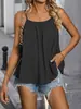 Roupas Femininas Plus Size Europeias e Americanas Transfronteiriças, Top Regata Liso Solto Plissado, Novo Produto 2026, Mais Vendido Transfronteiriço