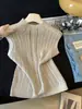 Chaleco Holgado de Punto Hueco con Cuello Redondo Ligero Estilo Coreano para Mujer Sin Mangas Transpirable Adelgazante Chaleco de Tejido de Punto con Temperamento