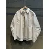 Chamarra tipo camisa de peso pesado con cuello para hombre, abrigo de trabajo de dos piezas simuladas de corte holgado, estilo old money, camisa holgada retro de lujo ligero, moderna