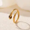 Anel de Abertura em Aço Inoxidável com Ouro 18K Anel de Cobra à Prova d'Água para Mulheres Anel de Aço Titânio Pulseira Snake Hip-hop Transfronteiriça Europeia e Americana