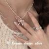 Joyería Coreana Dongdaemun Industria Pesada Plata Brillante S925 Plata Pura Collar de Moño Hueco Diseño Único Uso en Capas para Mujeres