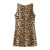 Vestido corto con estampado animal, cintura alta, sin mangas y estilo callejero para mujeres europeas y americanas de 2024.