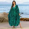 Novo Vestido Longo Estampado Gola V Estilo Boho 2026, Saída de Praia Solta com Proteção Solar, Vestido para Férias na Praia