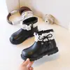 Botas Martin para Niños Otoño Invierno Estilo Nuevo Moda Niños Niñas Estilo Británico Zapatos Pequeños de Piel Suela Suave Antideslizante Botas Cortas para Bebé