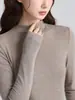 Camiseta Base Básica de Manga Larga con Cuello Alto Sencillo de Color Sólido para Mujer Otoño e Invierno Ajustada Prenda Interior Ropa para Mujer