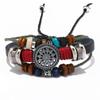 Pulsera Transfronteriza Nueva Europea y Americana Retro de Cuero de Vaca Moda Elegante Girasol Combinable Hecha a Mano con Cuentas Pulsera de Cuero