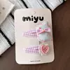 Pinza para el pelo de niña estilo coreano de cuadros rosas con lazo, Pinza BB de tela dulce para flequillo infantil, Accesorio para el pelo