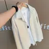 Camisa de Manga Larga con Patrón de Espiga de Trigo Estilo Retro Americano para Hombre, Textura de Otoño, Estilo Old Money, Camisa con Cuello, Para Vestir en Capas, Ropa Exterior de Alta Gama