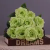 Venta al por mayor de fábrica de rosas artificiales, rosas de diamante de 9 cabezas, flores artificiales, cascada de pared de rosas, flores falsas, ramo de flores de seda