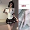 Uniforme JK Chica Sexy Pura Caliente Traje Sexy Estilo Universitario de Verano Camisa de Cintura Falda Plisada Ultra Corta para Mujer Conjunto de Dos Piezas