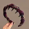 Faixa de Cabelo com Pente Envolto de Pelúcia Vintage, Faixa de Cabelo Estilosa e Fofa de Topo Alto para Mulheres, Presilha de Cabelo Antiderrapante para Lavar o Rosto, Acessório de Cabelo