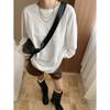 Si Nan, Modelo de Moda, Estilo de Blogger Sencillo, Camiseta Base de Manga Raglán con Bolsillo Pequeño, Talla Grande Sn7871