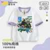 Camisetas de Manga Corta Co-Branded de Minecraft para Hombre y Mujer, Ropa Versátil de Algodón Puro Creeper de Minecraft para Niños en Verano