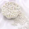 3-8mm ABS Furo Reto Pérolas de Imitação Redondas Contas Artesanais DIY Pulseira Colar Materiais para Miçangas Acessórios de Vestuário