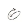 Anillo abierto de acero inoxidable para minería en caliente transfronteriza, anillo abierto de acero de titanio para mujer, anillo de cola de moda, doble cuenta, ajustable