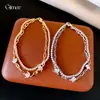 Pulsera Geométrico-Floral de Zirconia de Doble Capa Estilo Minimalista Europeo y Americano, Pulsera de Lujo Ligero de Gama Alta, Joyería de Mano Moderna, Sencilla y Exquisita