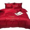 Jielia juego de ropa de cama de boda de cuatro piezas algodón de boda algodón colcha rojo grande sábana funda de edredón juego de tres piezas