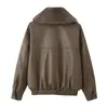 Comercio Exterior Venta al por mayor Transfronteriza Otoño e Invierno Nuevo Ropa Europea y Americana Efecto Gamuza Chaqueta con Cuello de Piel Desmontable