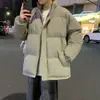 Chaqueta Corta de Algodón con Parches de Cuadros Negros para Hombre, Abrigo de Algodón Cálido de Invierno con Cuello Alto