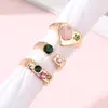 Anillo de Corazón de Metal con Circonita de Colores Transfronterizo para Mujer Estilo Ins Nicho de Gama Alta Set de Anillos Abiertos Ajustables