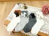 Calcetines de media pantorrilla para mujer para otoño e invierno, calcetines de algodón, calcetines de longitud media apilables lindos de gato de dibujos animados estilo coreano de moda