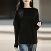 Nueva colección otoño/invierno: Suéter de punto 100% lana pura, mangas largas tipo murciélago, color liso, corte holgado, estilo casual, moderno para el trabajo