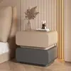 Mesita de noche color crema con acabado en piel, Gabinete de noche pequeño moderno simple para dormitorio, Gabinete de almacenamiento minimalista, No requiere montaje, Todo en uno