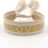 Pulsera de estilo étnico bohemio bordada con cinta, pulsera de moda con cinta de color, correa de muñeca tejida, pulsera genial para parejas
