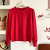 Cardigan Fino de Tricô de Caxemira com Bordado de Pégaso Solto Camada Base para Mulheres Outono/Inverno Top Solto Emagrecedor de Lã