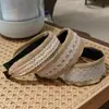 Diadema de Encaje Bohemio de Paja para Mujer, Diadema de Ala Ancha de Copa Alta, Estilo Vacacional, Sensación de Alta Gama, Accesorio para el Cabello para Sesión de Fotos, Pinza para el Cabello