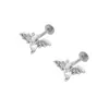 Brincos Europeus e Americanos de Aço Titânio para Lóbulo Auricular Studs de Aço Inoxidável para Cartilagem Brincos de Piercing com Zircônia Embutida Joias de Piercing para Orelha com Rosca Externa Stud para Lábio