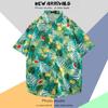 Camisa de Verano Estilo Hong Kong Vintage Floral Manga Corta para Hombre Elegante Estilo Japonés Flor Hawaiana Pareja Camisa Delgada